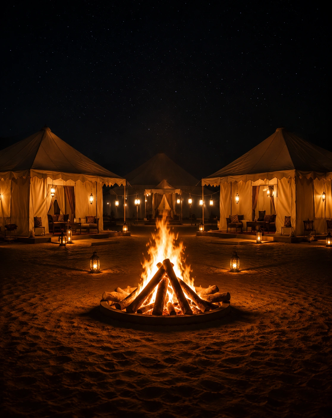 Bonfire night in the desert camp
